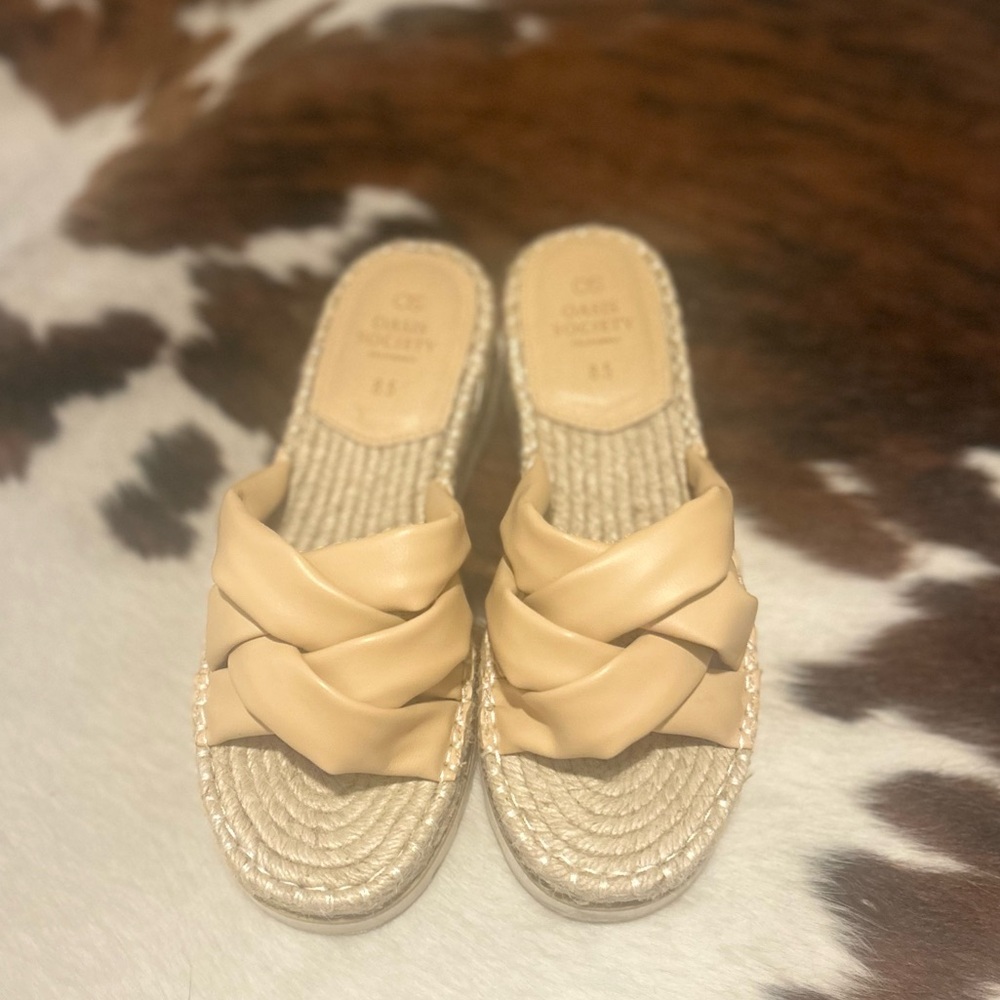 Beige Braided Platform Sandals - Picture 3 of 3